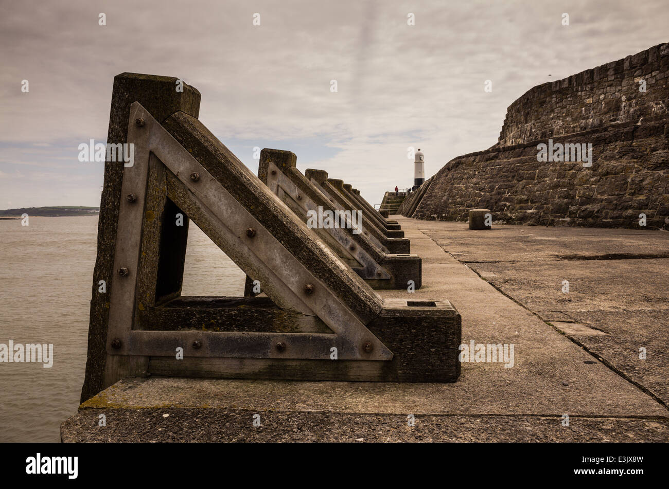Porthcawl harbor boat anchor points Stock Photo Alamy