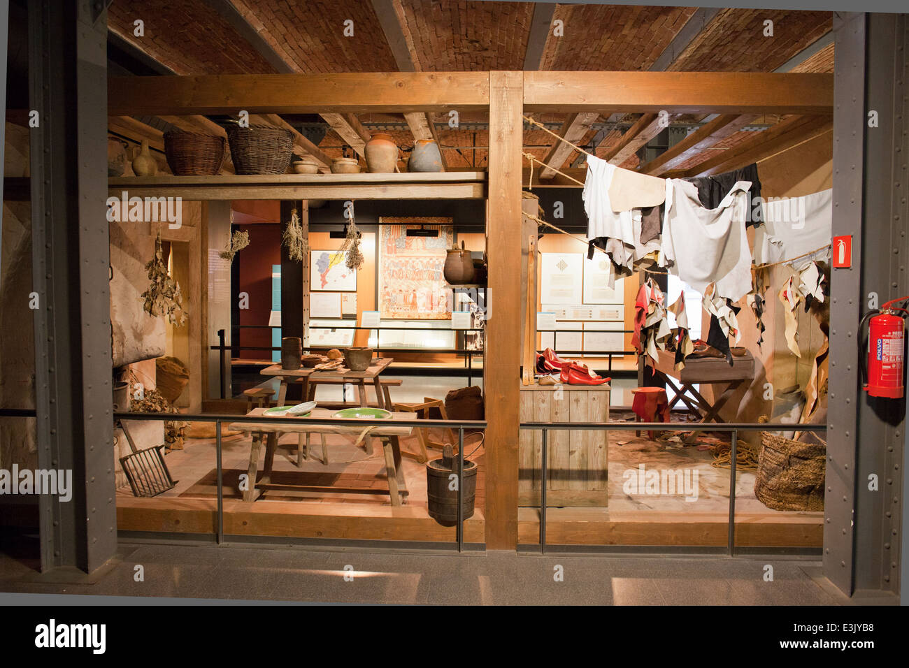 Shoemaker workshop, exhibition in Museum of the History of Catalonia in Barcelona, Spain. Stock Photo