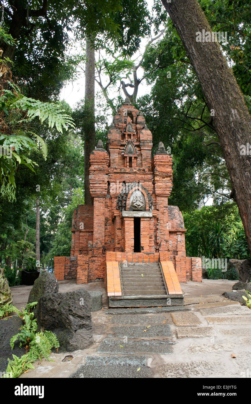 replica of Nha Trang's Cham tower at Tao Dan park, Ho Chi Minh city, Vietnam Stock Photo