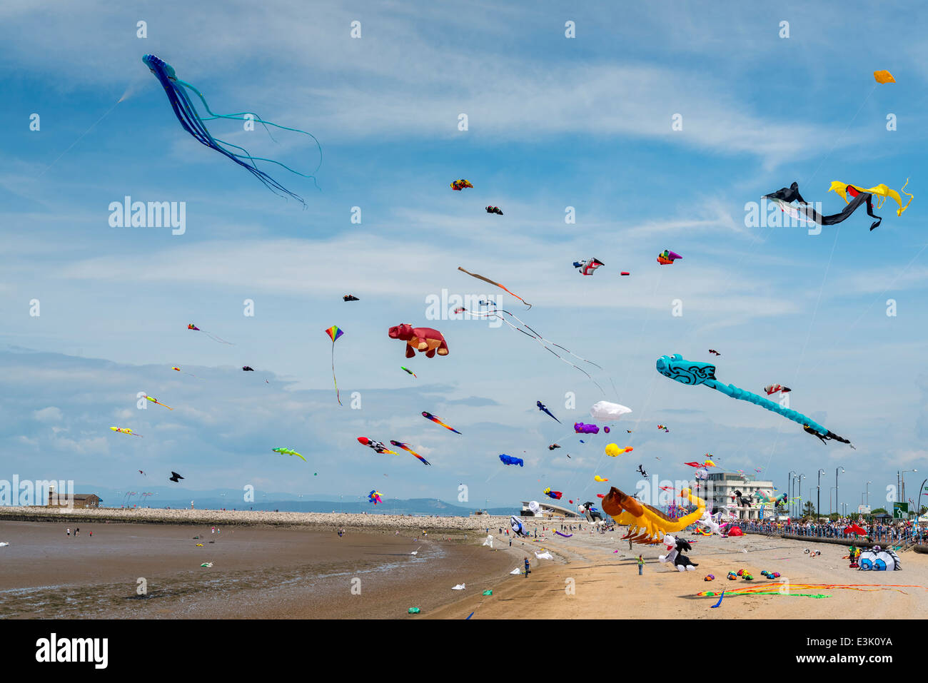 THe 2014 kite festival at Morecambe beach. Stock Photo