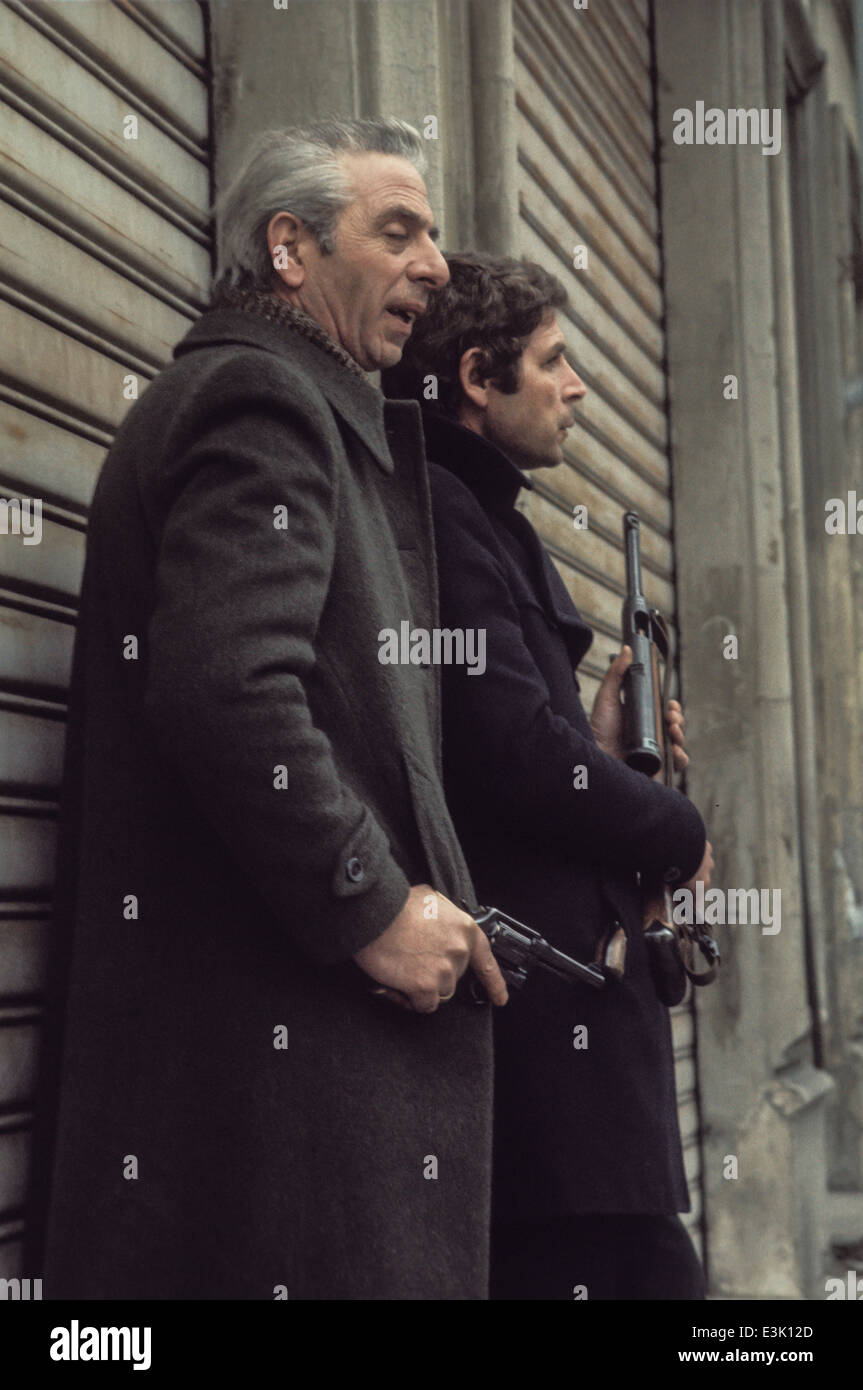 policemen during a mugging,milan,70's Stock Photo