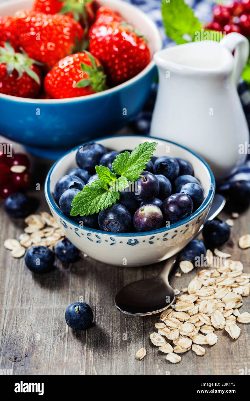 Healthy breakfast - muesli and berries - health and diet concept Stock Photo