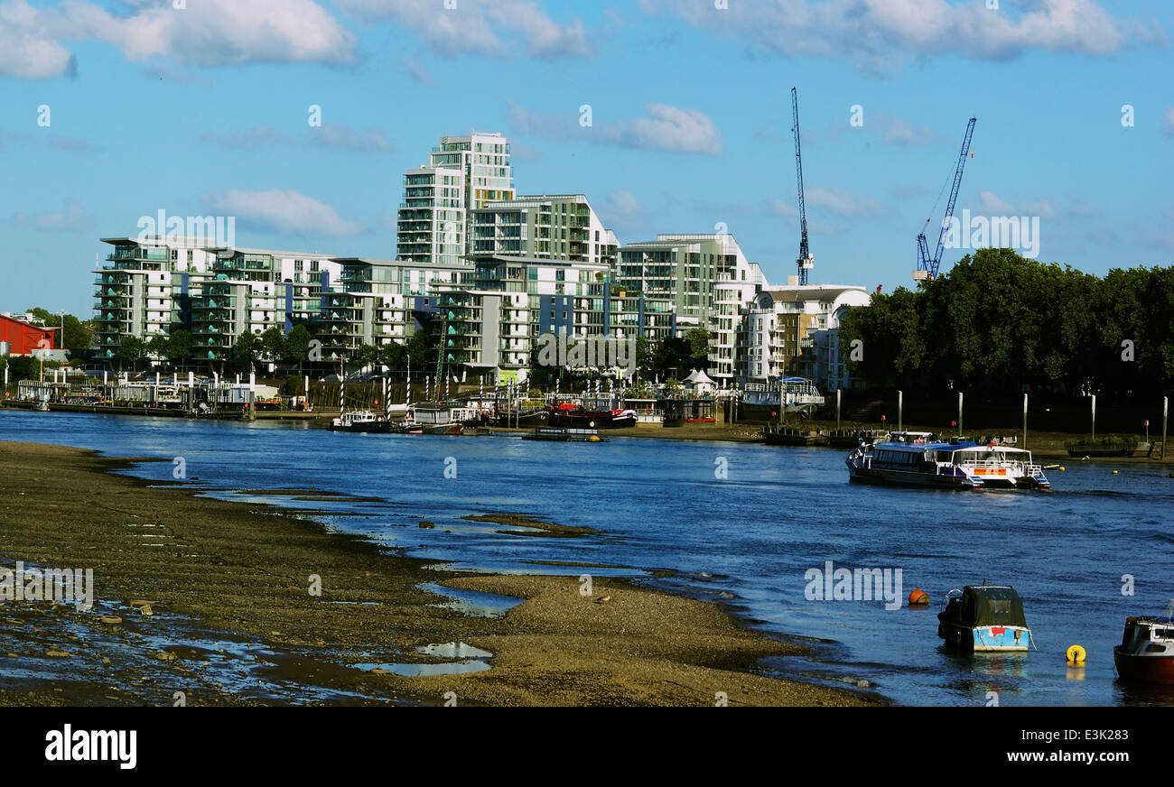 Modern luxury apartments lifestyle by the river Thames in Putney west London England Europe