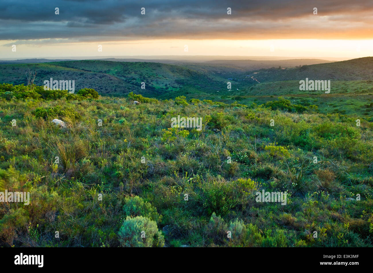 Sunset over The Eastern Cape Highlands in South Africa Stock Photo