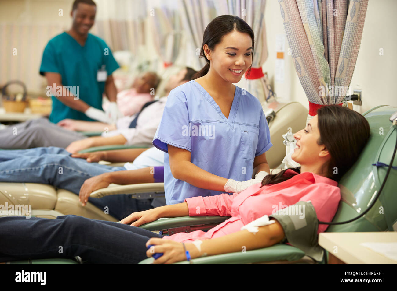 Blood Donors Making Donation In Hospital Stock Photo Alamy