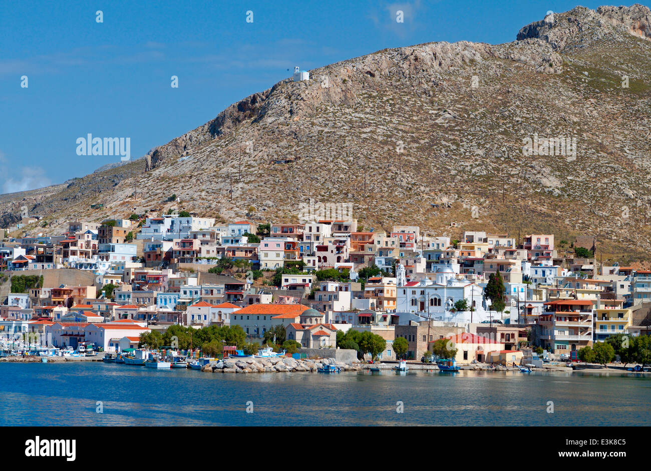Harbor of Kalymnos island in Greece Stock Photo