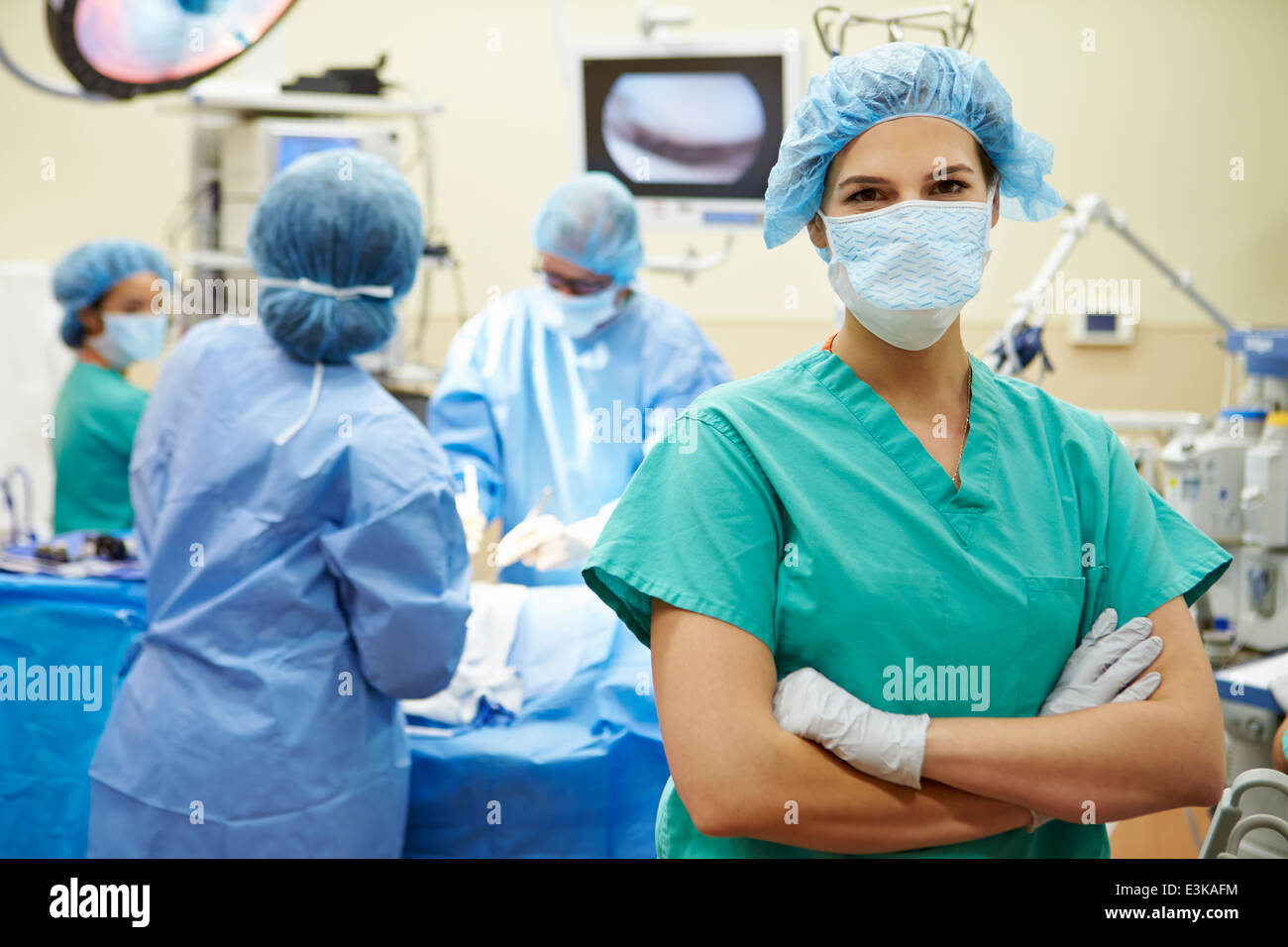 Portrait Of Nurse Working In Operating Theatre Stock Photo Alamy