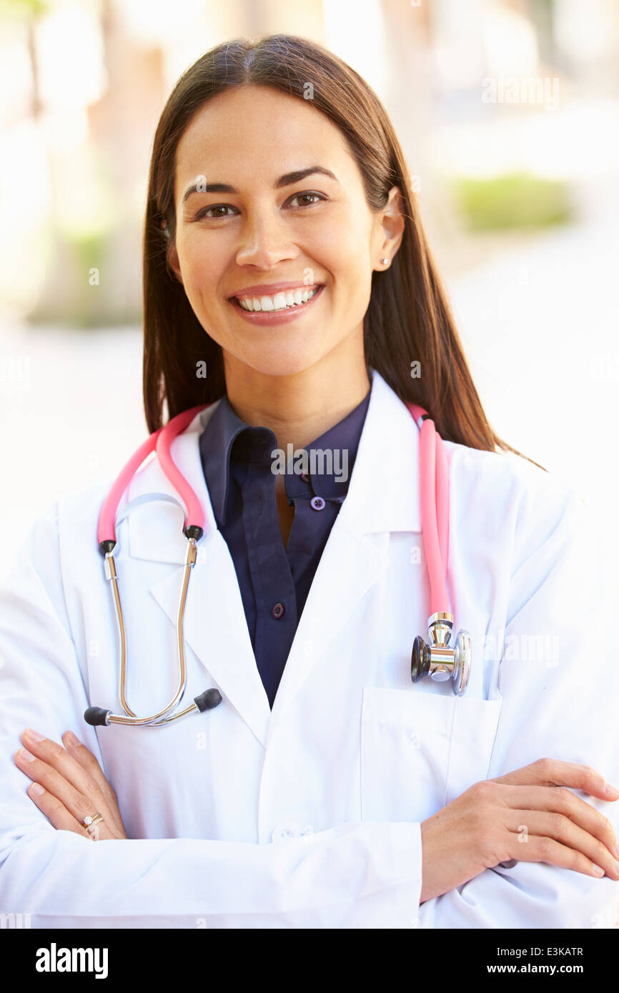 Outdoor Portrait Female Doctor Stock Photo