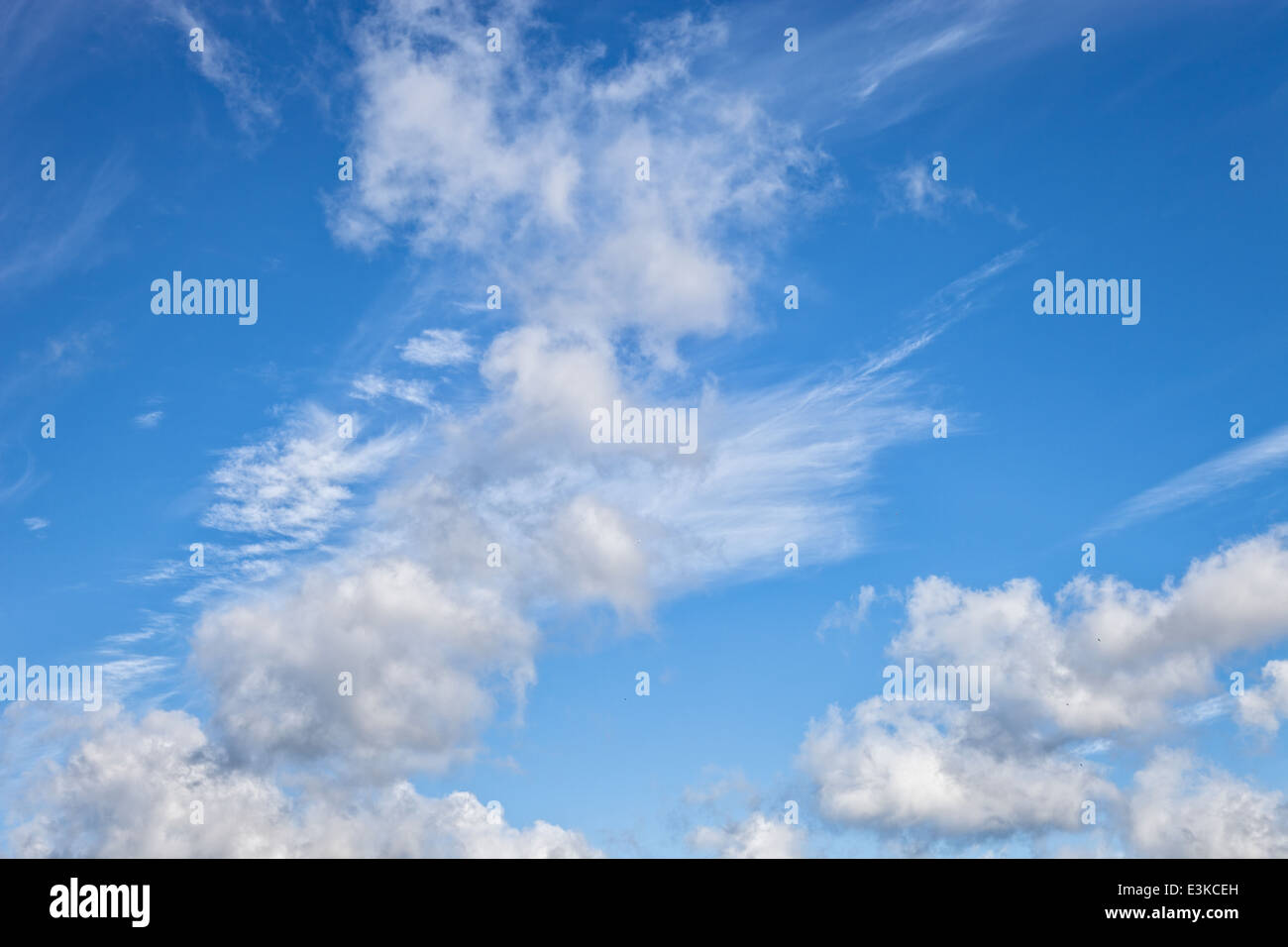 Blue sky with clouds background nice weather concept. Stock Photo