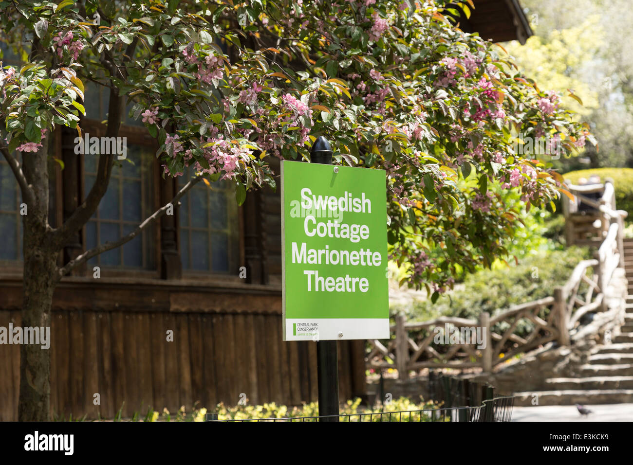 Swedish Cottage Marionette Theatre Sign in Central Park, NYC, USA Stock Photo