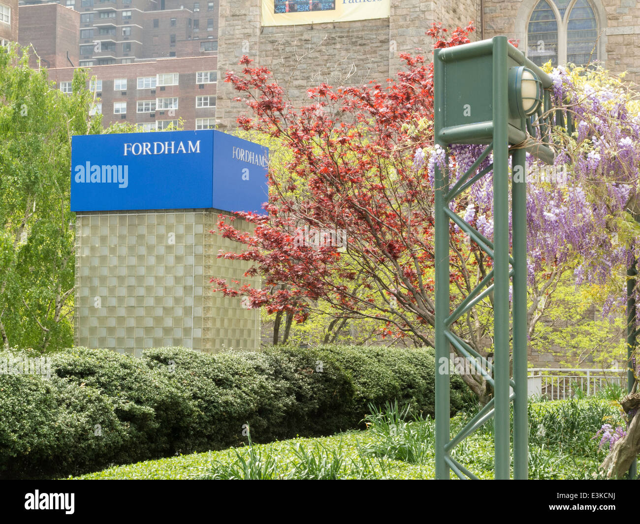 Fordham University, Lincoln Center Campus Grounds in Springtime, NYC, USA Stock Photo