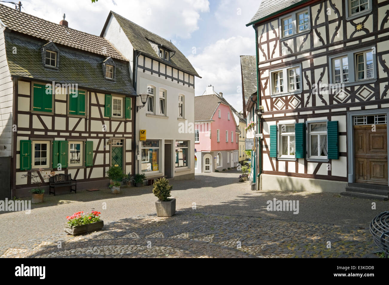 Half timbered architecture in Erpel, Rhineland Palatinate, Germany Stock Photo