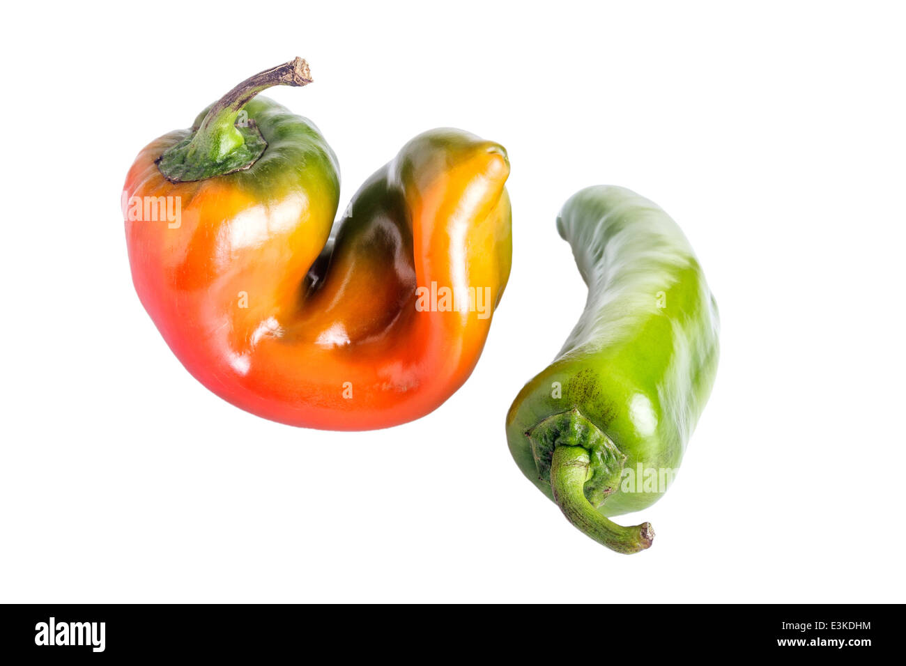 Red and green pepper isolated on white background Stock Photo - Alamy