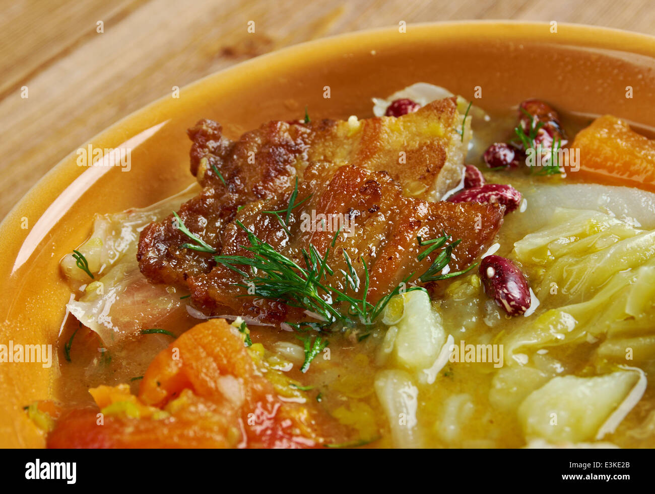 Olla podrida Spanish stew made from pork and beans Stock Photo Alamy