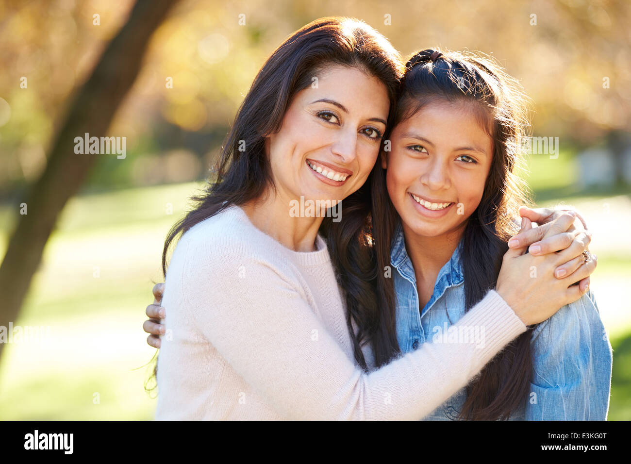 Portrait Of Mother And Daughter In Countryside Stock Photo