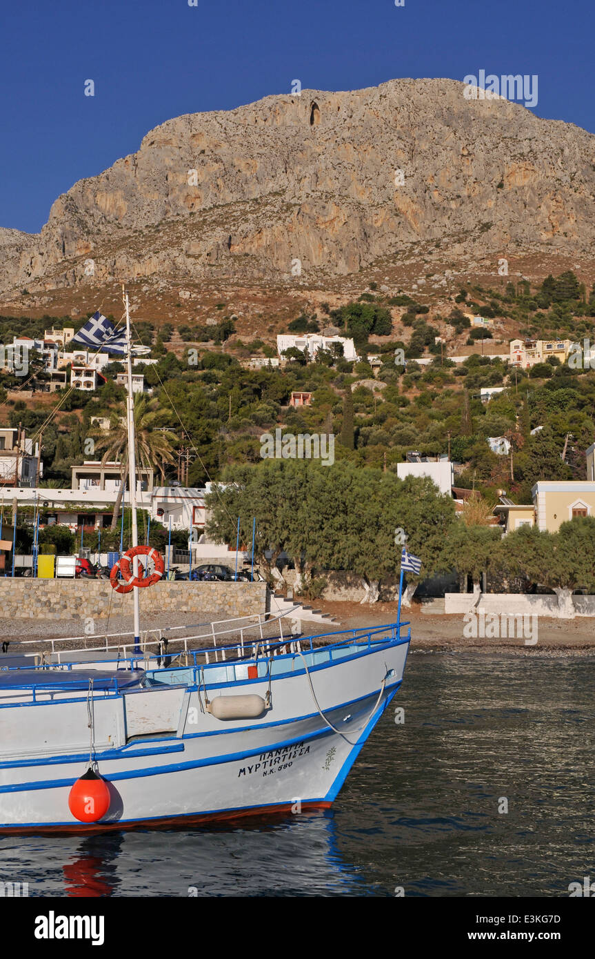 Fishing boat at Myrties Kalymnos Island Dodocanese Islands Greece Stock