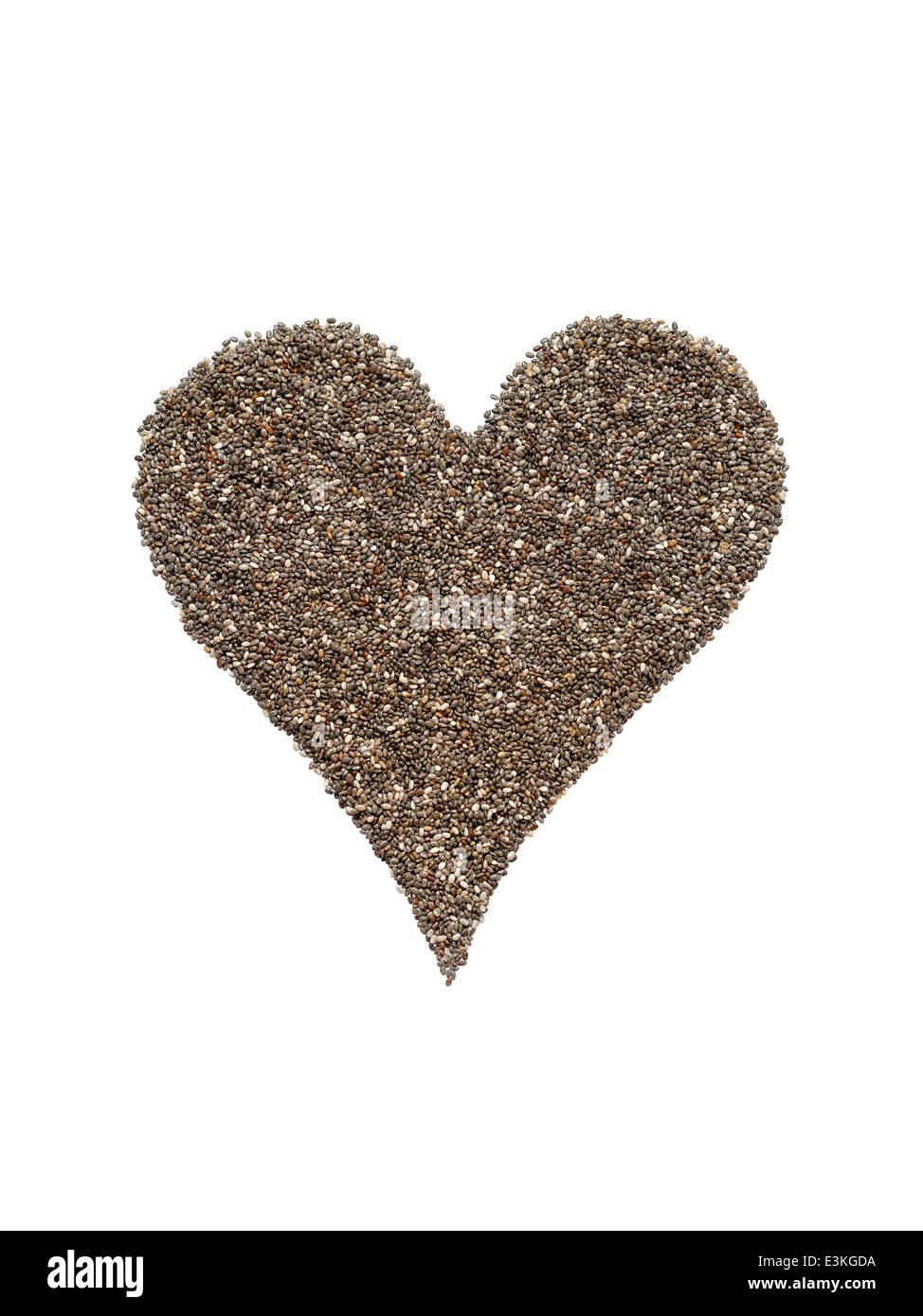 Chia seeds in heart shape symbol Stock Photo