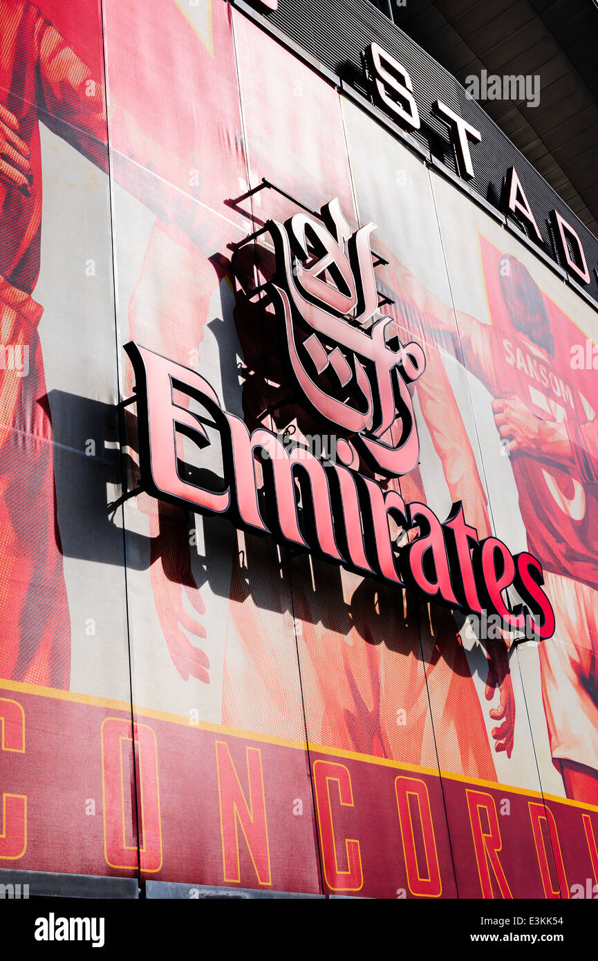 Front facia of The Emirates Stadium, Arsenal Football Club Stock Photo
