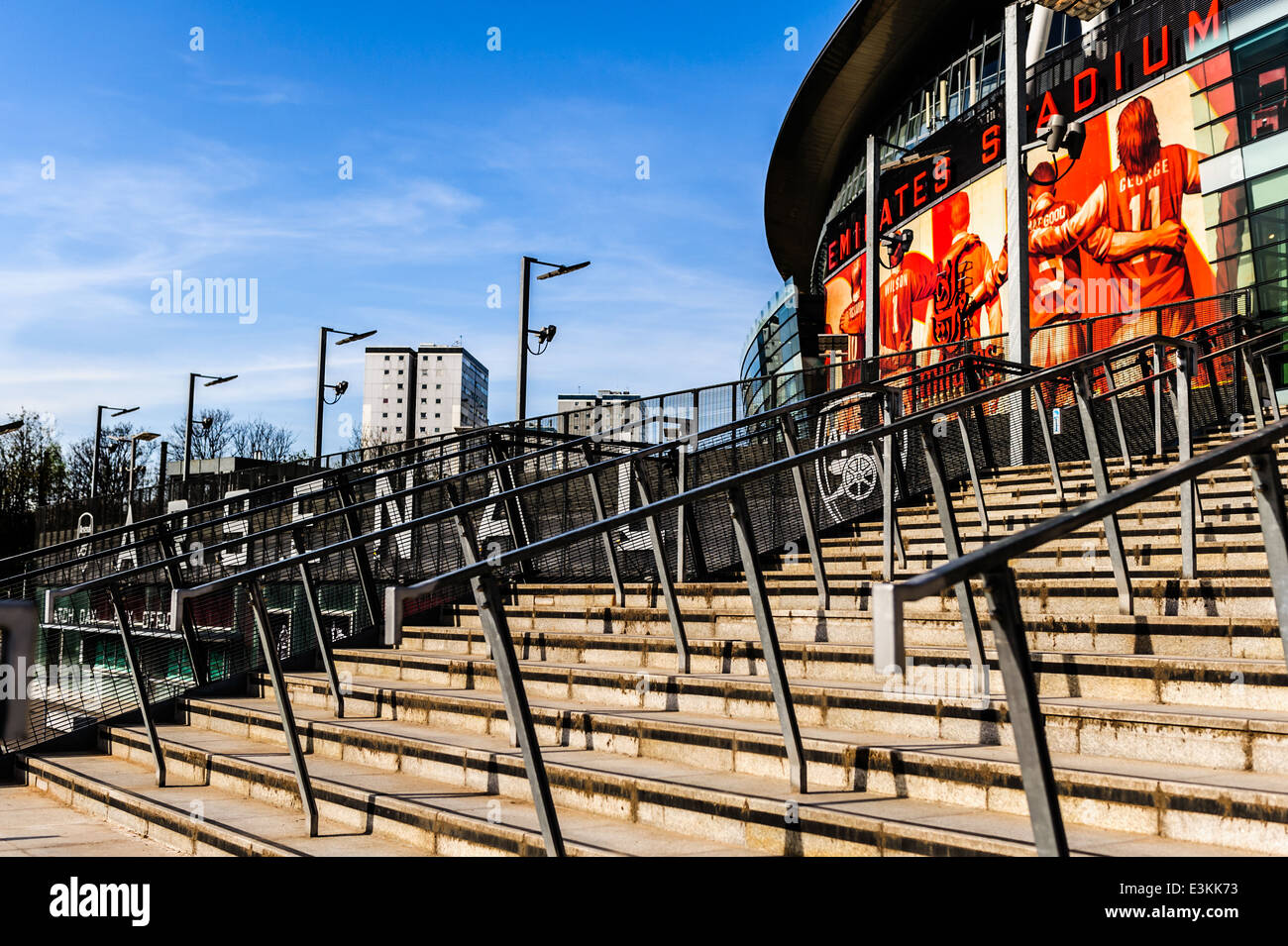 The steps to The Emirates Stadium, Arsenal Football Club Stock Photo