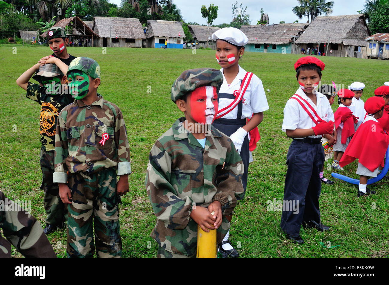 Parade - Independence Day Festival in Industria - PANGUANA . Department of Loreto .PERU Stock Photo