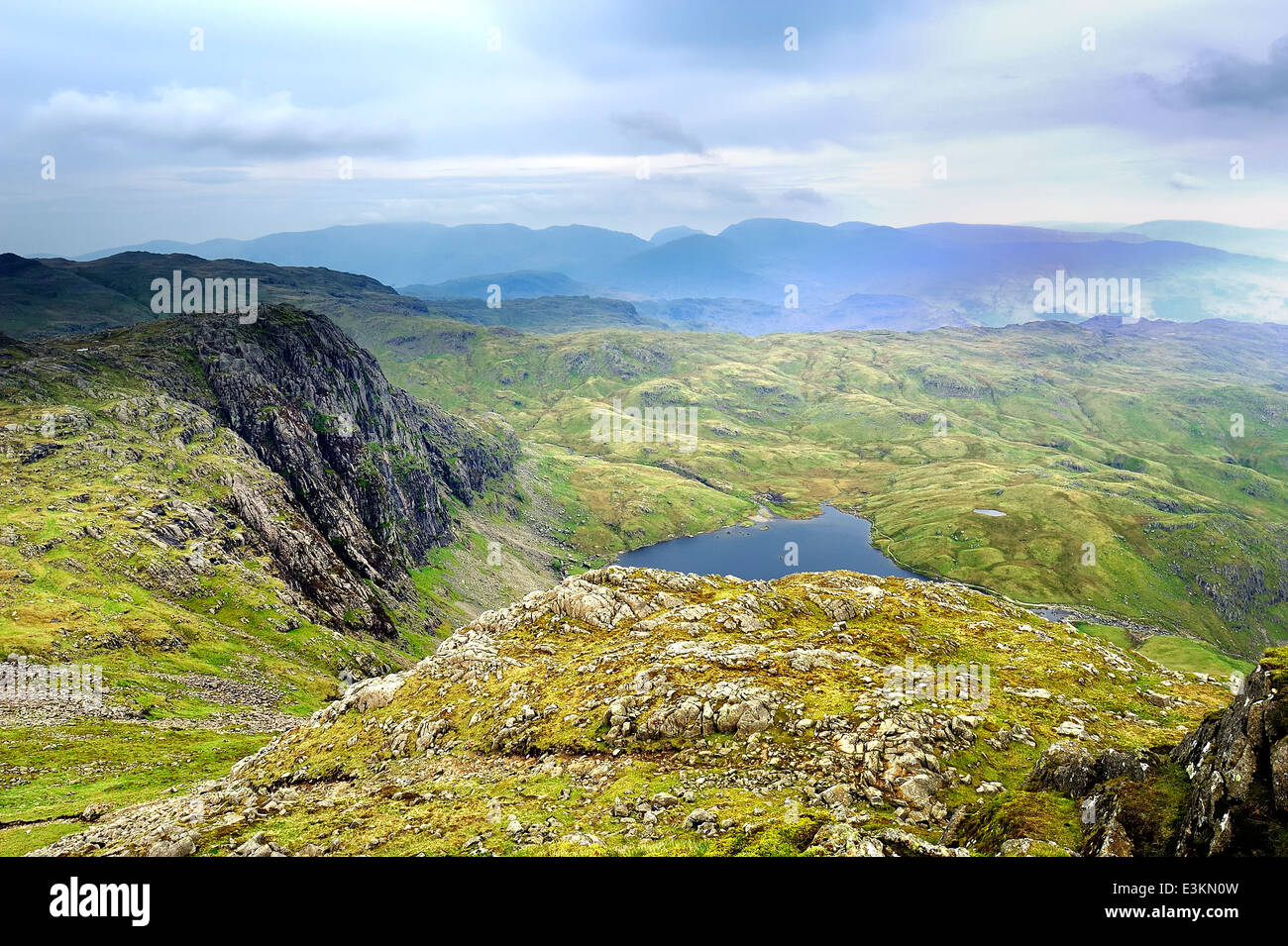 Stickle Tarn and Pavey Ark from Harrison Stickle Stock Photo