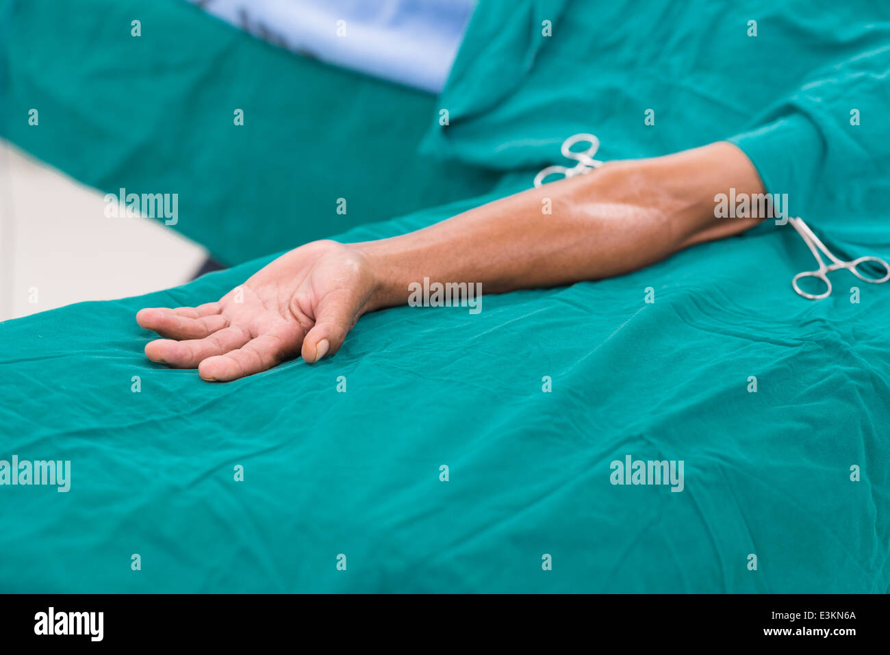 Patient lay down on the bed ready for operation Stock Photo Alamy