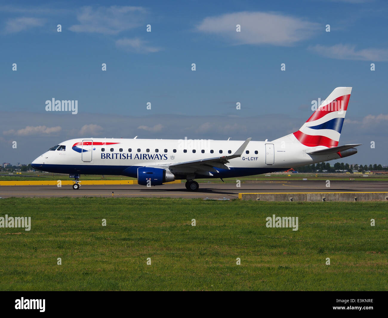 G-LCYF British Airways Embraer ERJ-170STD (ERJ-170-100) taxiing at Schiphol (AMS - EHAM), The Netherlands, 18may2014, pic-1 Stock Photo