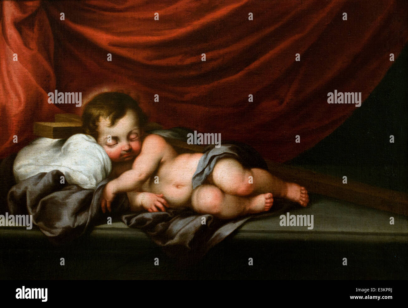 Baby Jesus asleep on the Cross 1675  Schut, Cornelis, El Mozo 1629 - 1685 Dutch Netherlands Spain Spanish Stock Photo