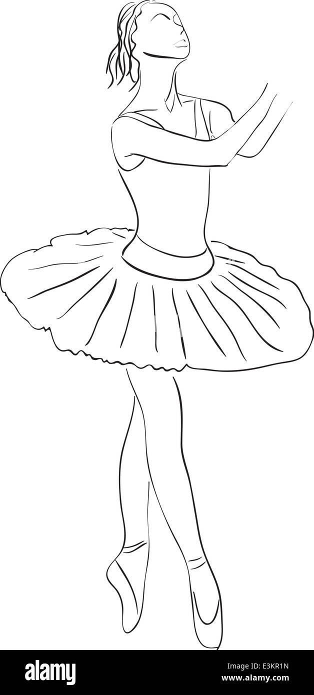 Simple Outline Vector Silhouette Dancing Girl Ballerina Stock Photo Alamy