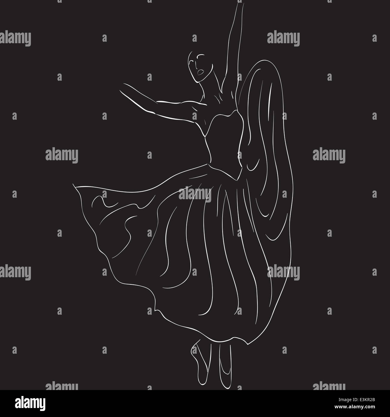 Simple outline vector silhouette dancing girl ballerina Stock Photo