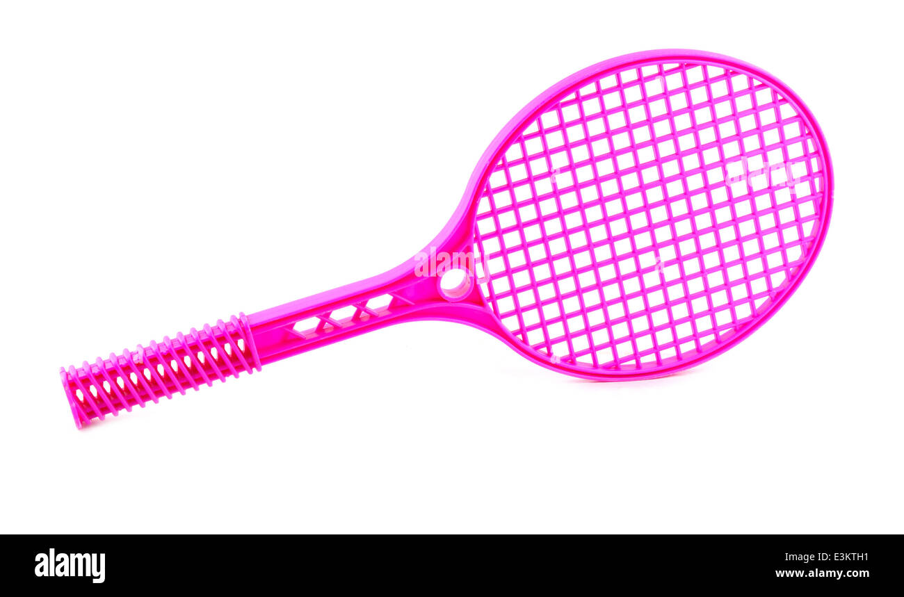 plastic tennis racket isolated on white Stock Photo