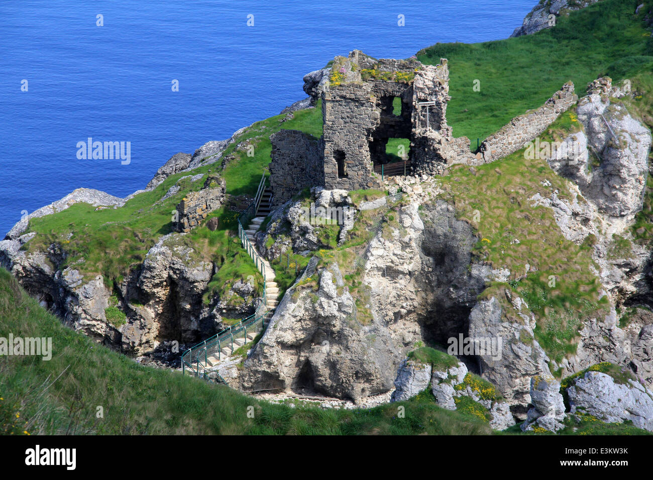 Spectacular location at Kinbane Head on the Causeway coast in Northern Ireland just outside Ballycastle Stock Photo