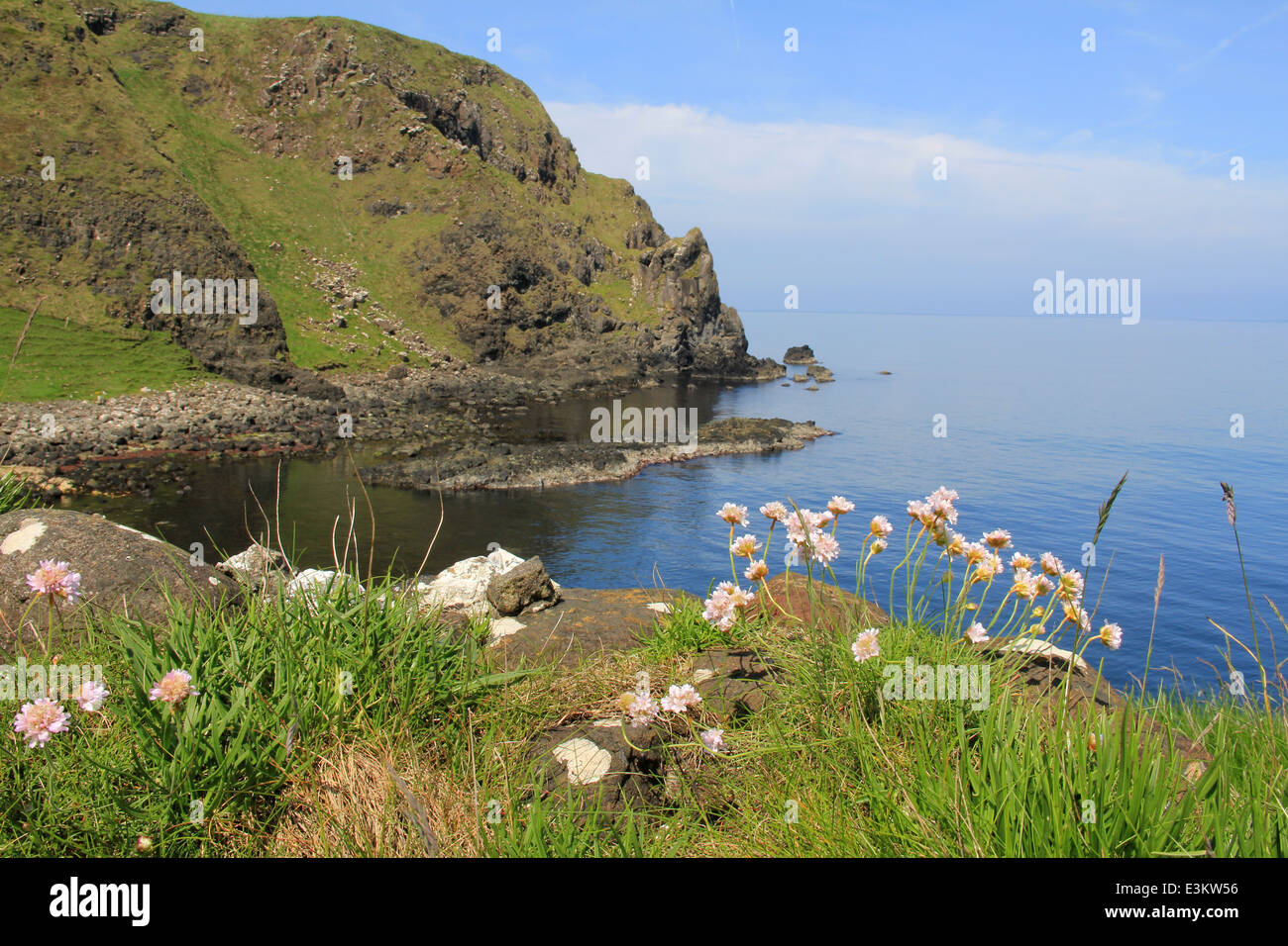 Spectacular location at Kinbane Head on the Causeway coast in Northern Ireland just outside Ballycastle Stock Photo