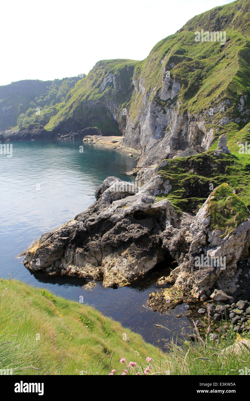Spectacular location at Kinbane Head on the causeway coast in Northern Ireland Stock Photo