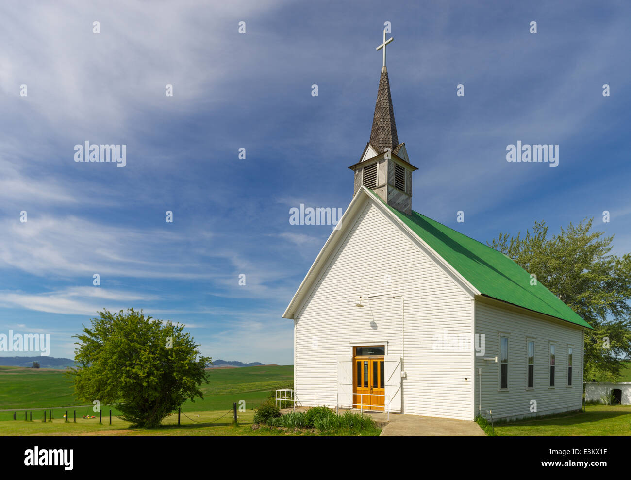 The Palouse, Potlatch, ID Freeze Community Church (1899 Stock Photo