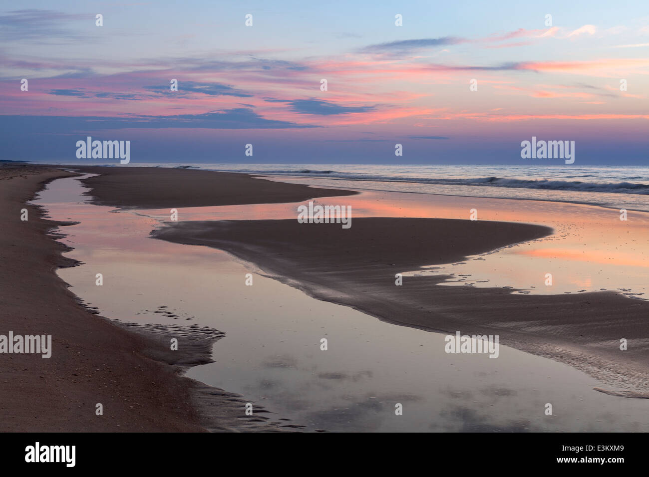 Ocracoke Island, North Carolina Sunrise clouds reflected in a tide