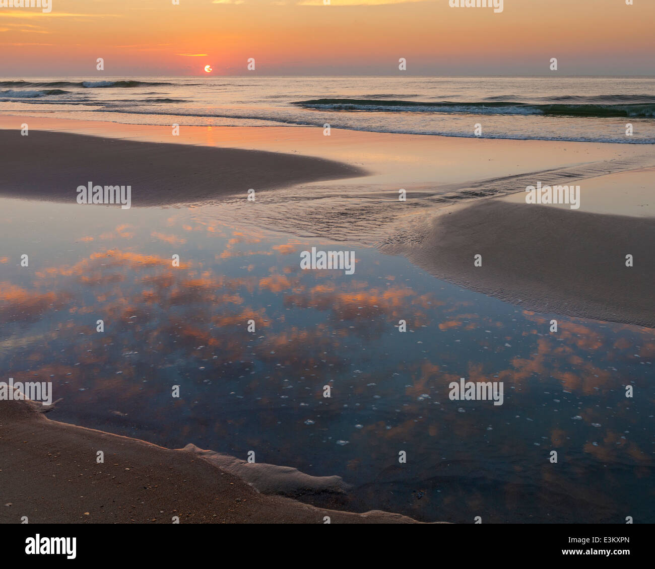 Ocracoke Island, North Carolina Sunrise clouds reflected in a tide