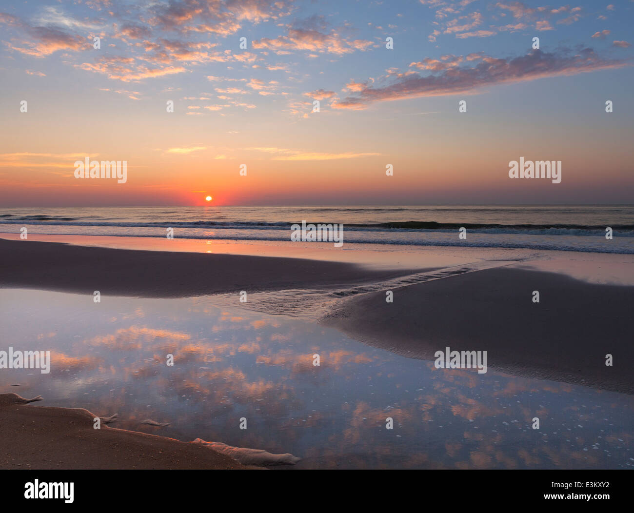 Ocracoke Island, North Carolina Sunrise clouds reflected in a tide