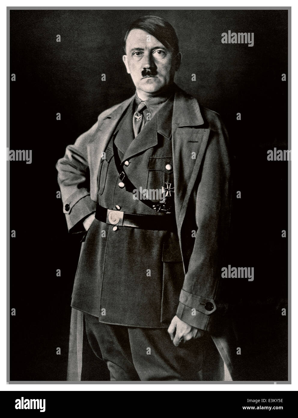 ADOLF HITLER PORTRAIT 1930's B&W studio posed portrait photograph of Adolf Hitler in uniform by photographer Heinrich Hoffman Hitler's personal photographer Stock Photo