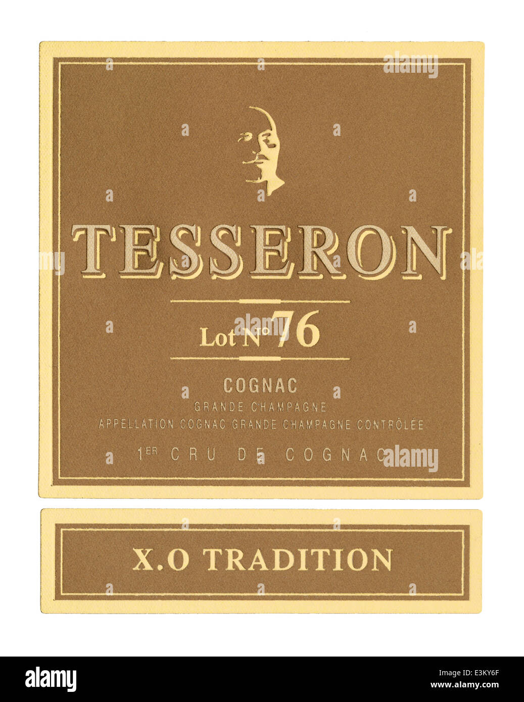 Tesseron lot no.76 luxury cognac bottle label Stock Photo