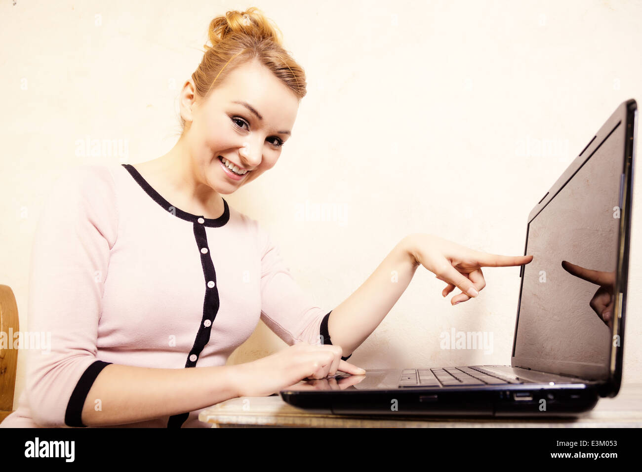 Woman Using Computer Business woman using computer Stock Photo - Alamy