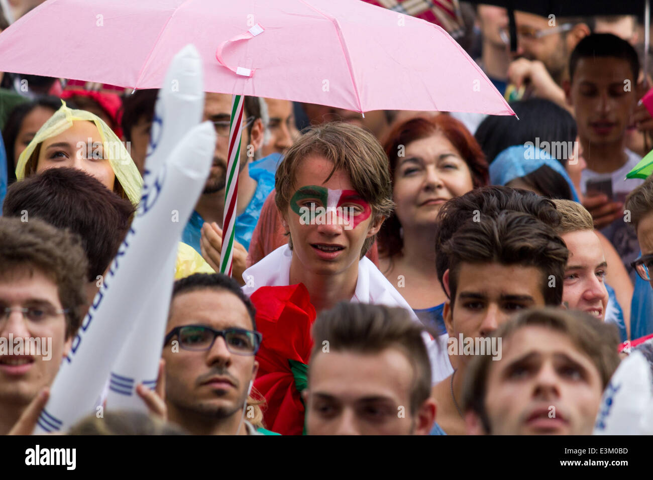 Turin, Itlay. 24th June, 2014. The Italian fans ready to cheer Italy