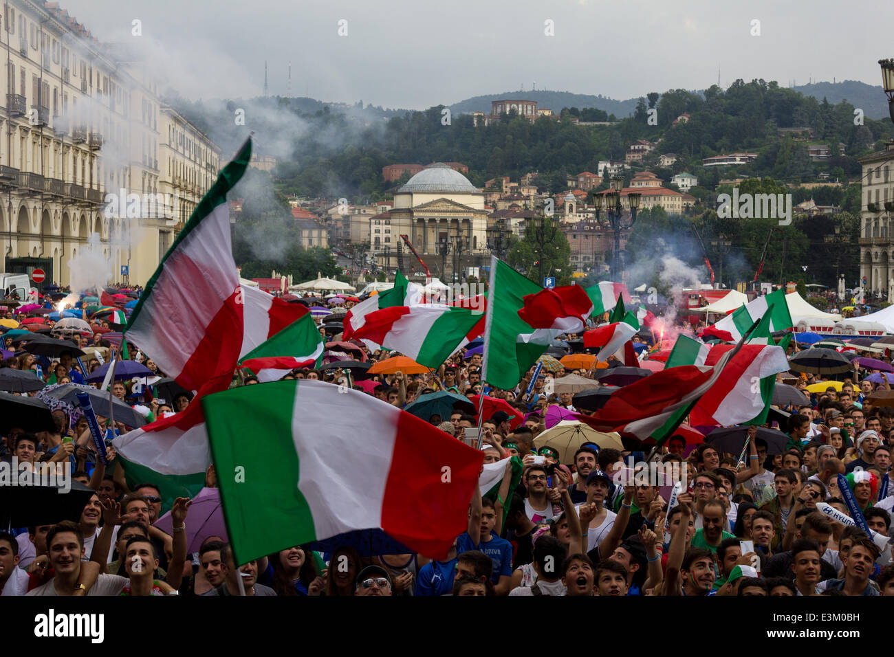 Turin, Itlay. 24th June, 2014. The Italian fans ready to cheer Italy