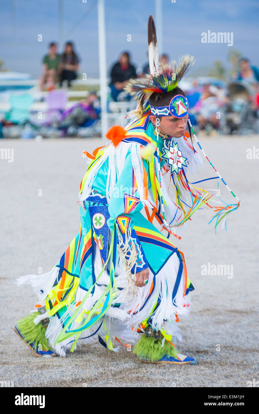 Native American man takes part at the 25th Annual Paiute Tribe Pow Wow