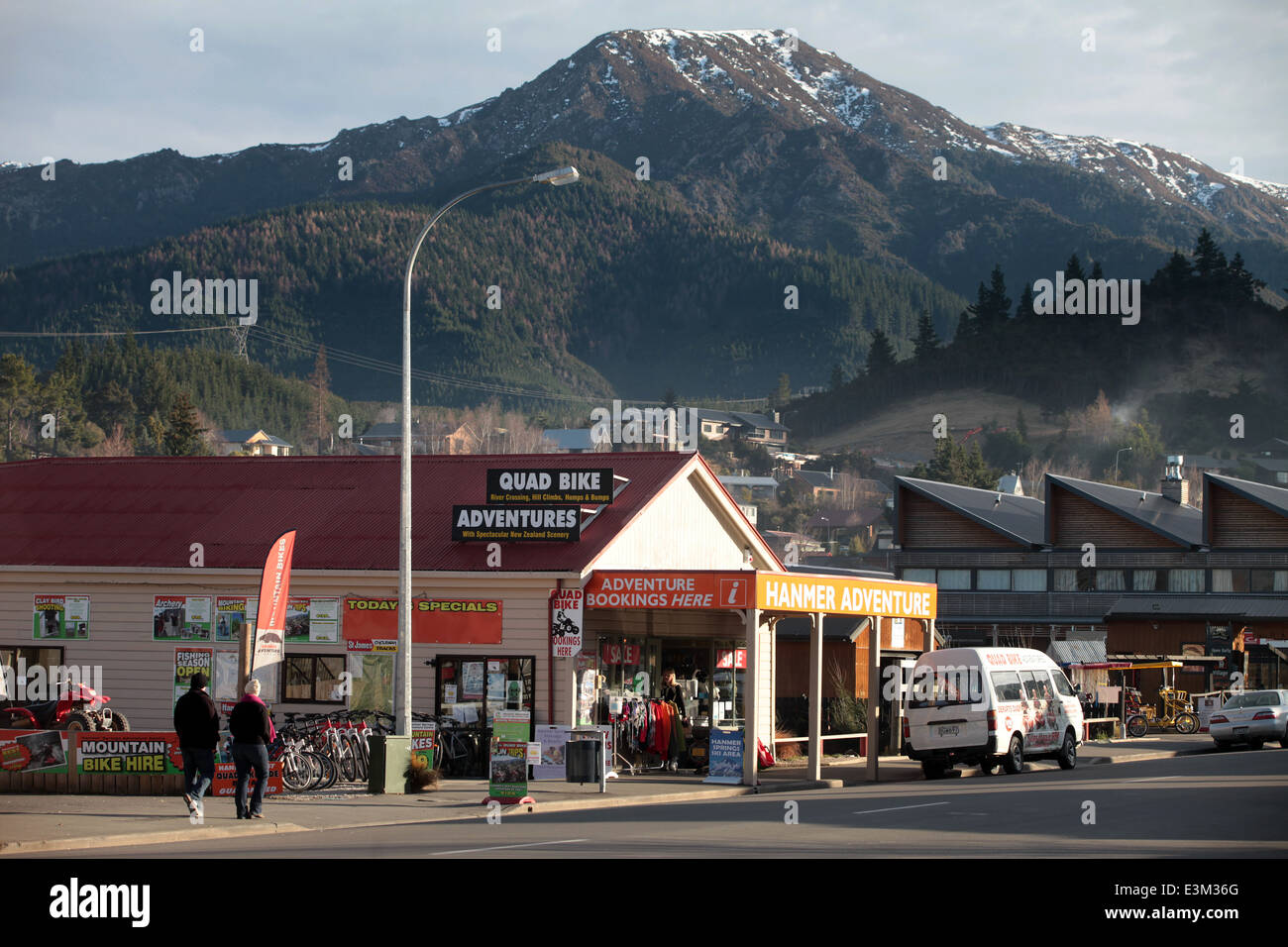 Centre of Hanmer Springs thermal resort, New Zealand Stock Photo