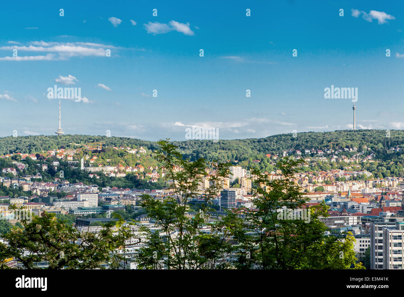 Scenic rooftop view of Stuttgart, Germany showing modern high-rise ...