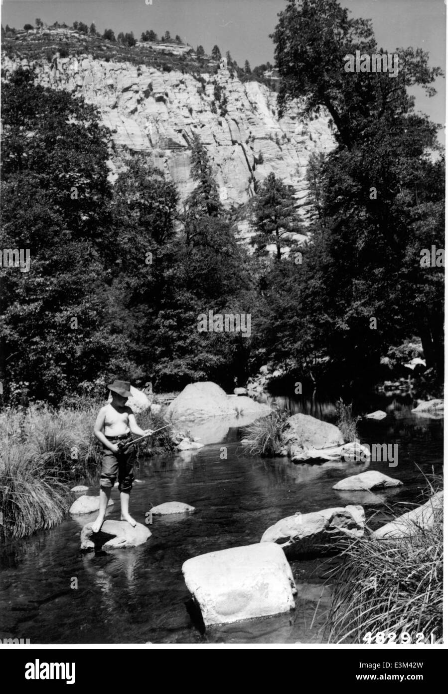 Fishing in Oak Creek 1957 Stock Photo Alamy