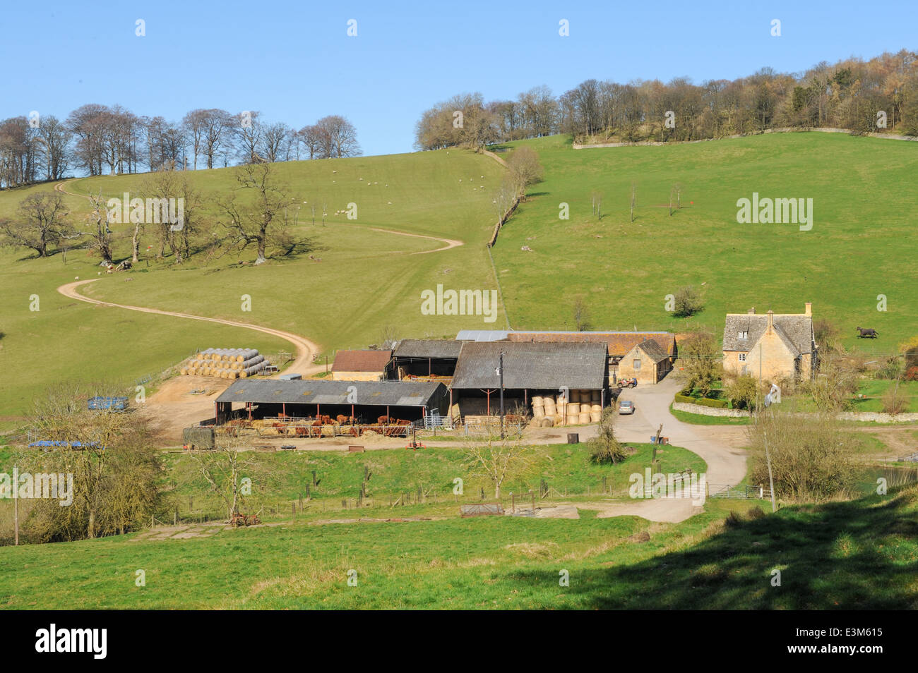 Traditional Cotswold Farm on the outskirts of Stanton in the Cotswolds, Gloucestershire, England, UK Stock Photo