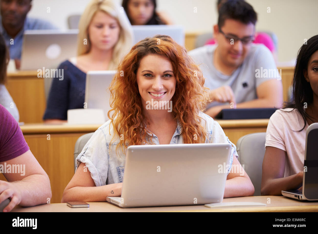 Female University Student Using Laptop In Lecture Stock Photo - Alamy