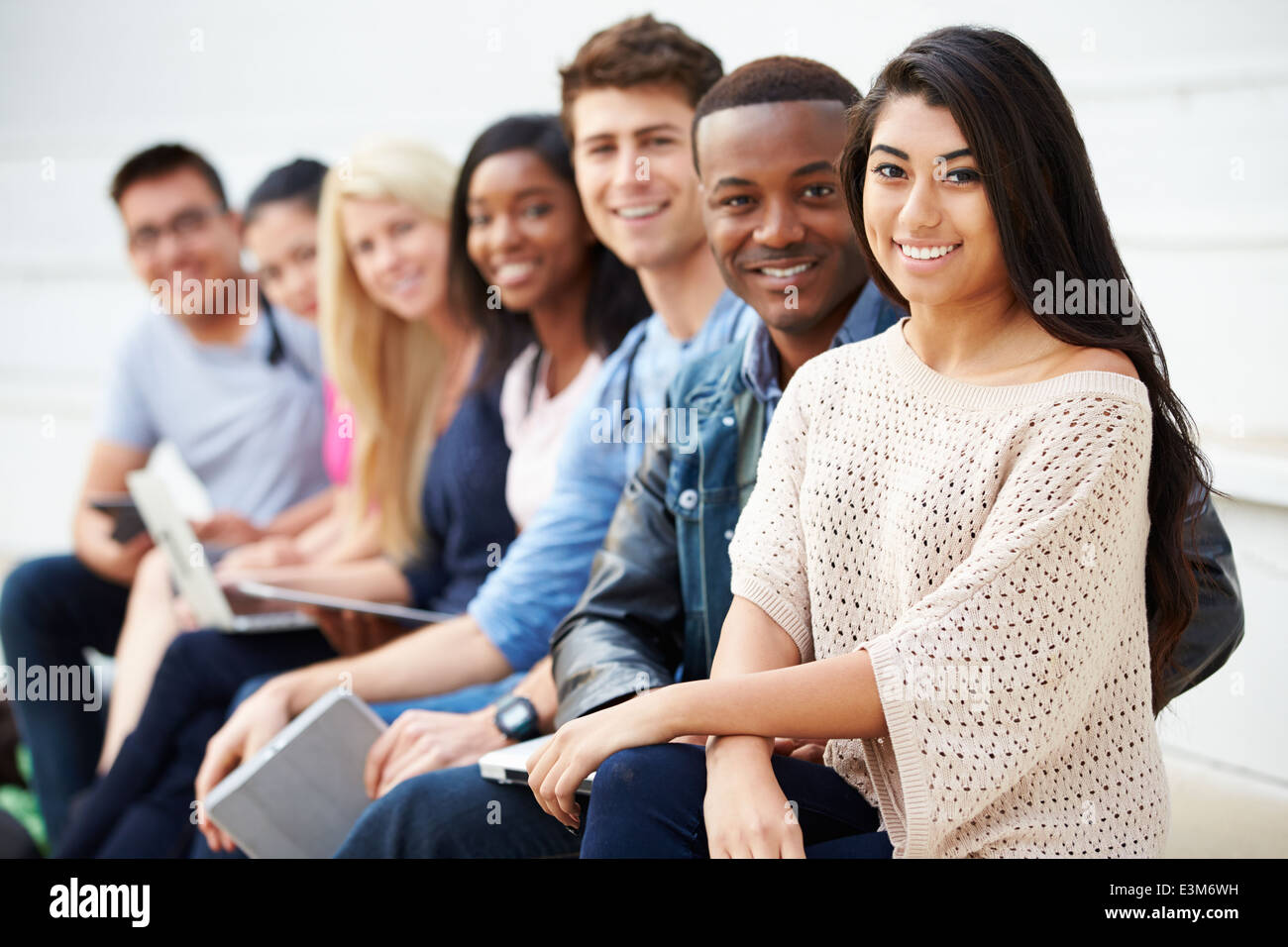 Portrait Of University Students Outdoors On Campus Stock Photo - Alamy